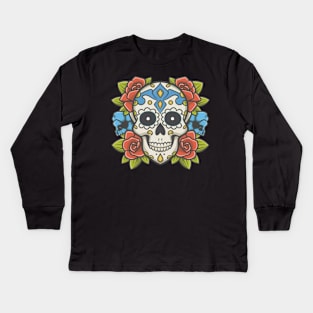 American Traditional Skull tattoo Kids Long Sleeve T-Shirt